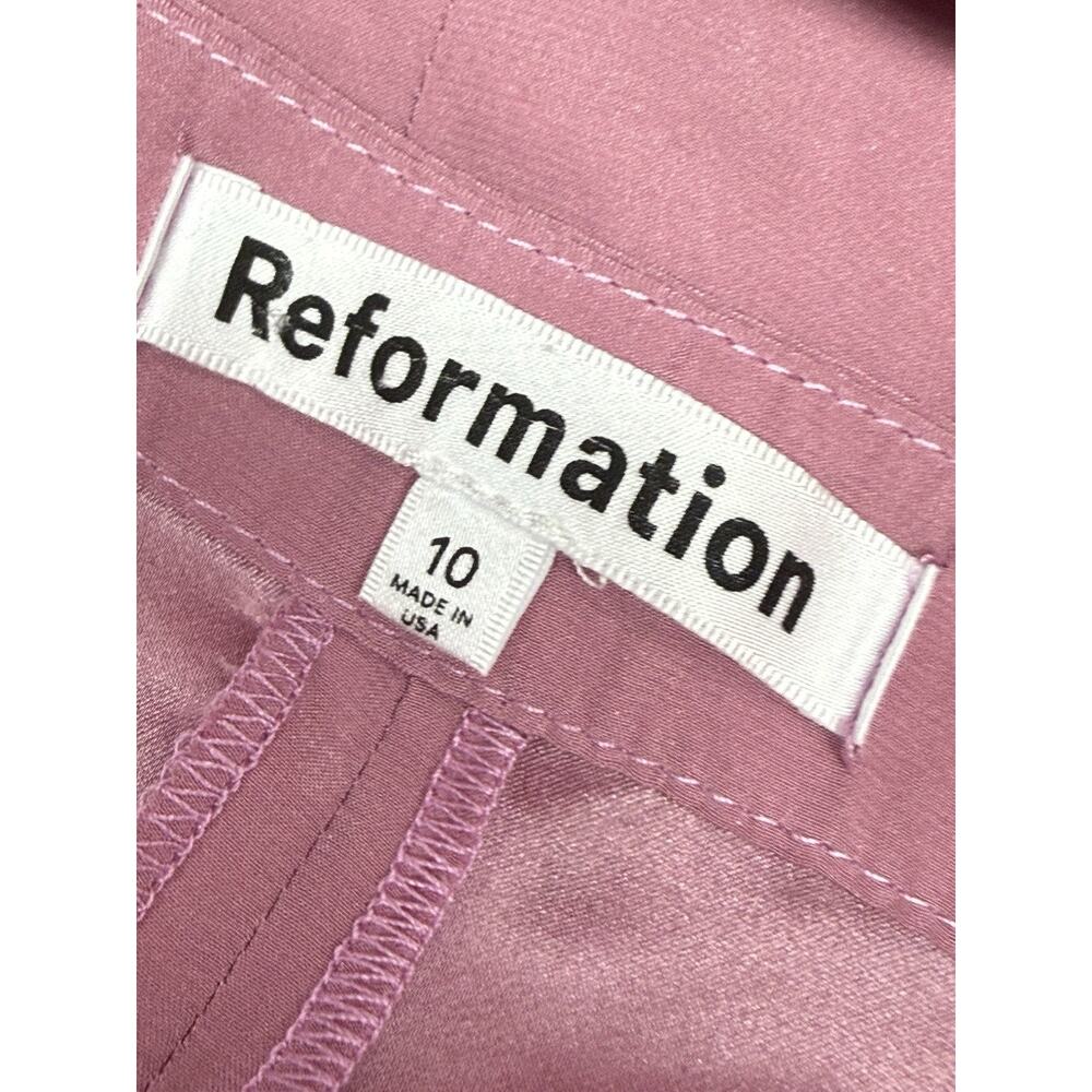 Reformation Alli Silk Midi Dress Sugar Plum Halter Pink Size 10 Square Neck - Picture 10 of 14